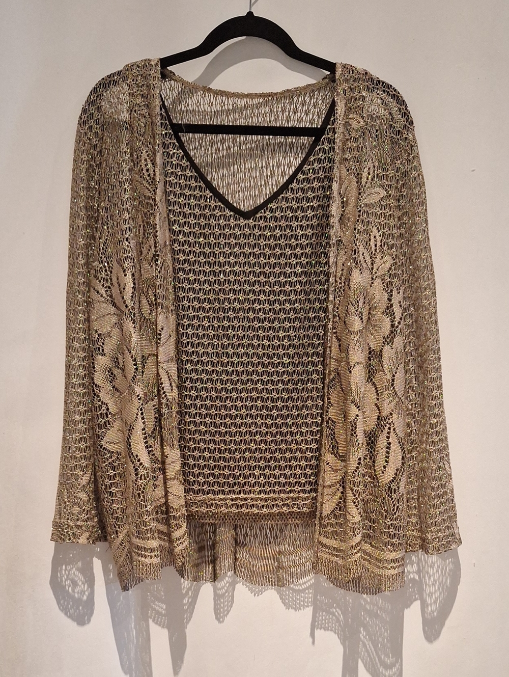 Jeffrey & Dara Evenings By Tom Barra Floral Open-Knit Metalic Set